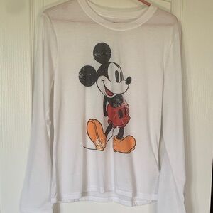 Disney Retro Mickey Mouse White  Long Sleeve Tee